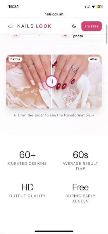 Nailslook.art: віртуальна примірювальня манікюру на фото вашої руки