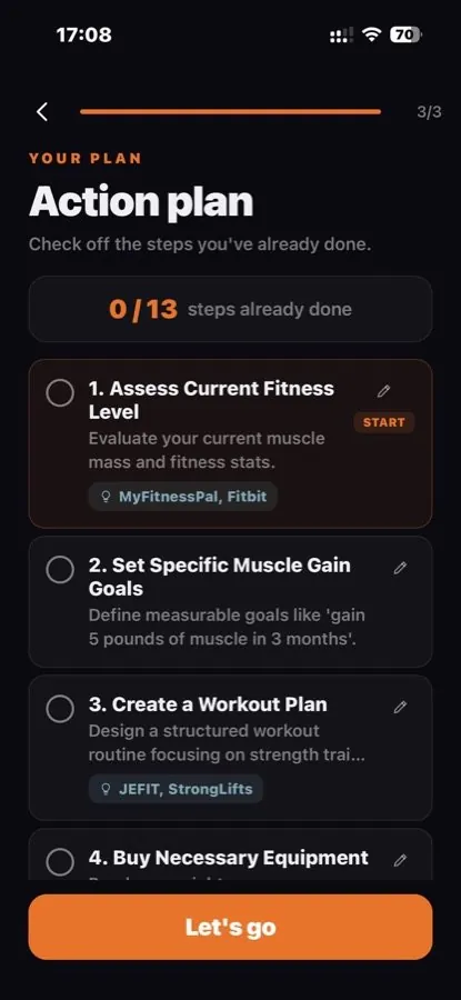 Gainers app screen