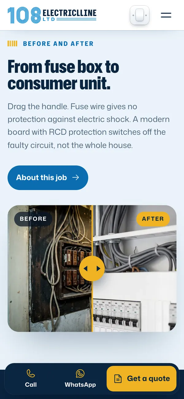 108 Electriclline: Before and after slider (phone)