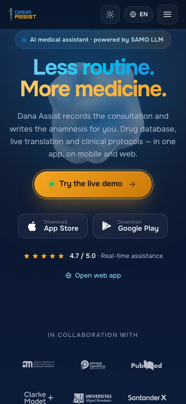 Dana Assist: website on a phone