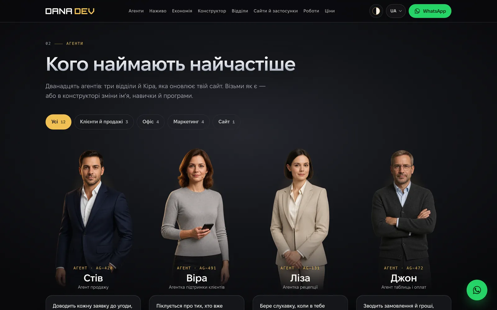 Dana Dev: Agents presented as staff