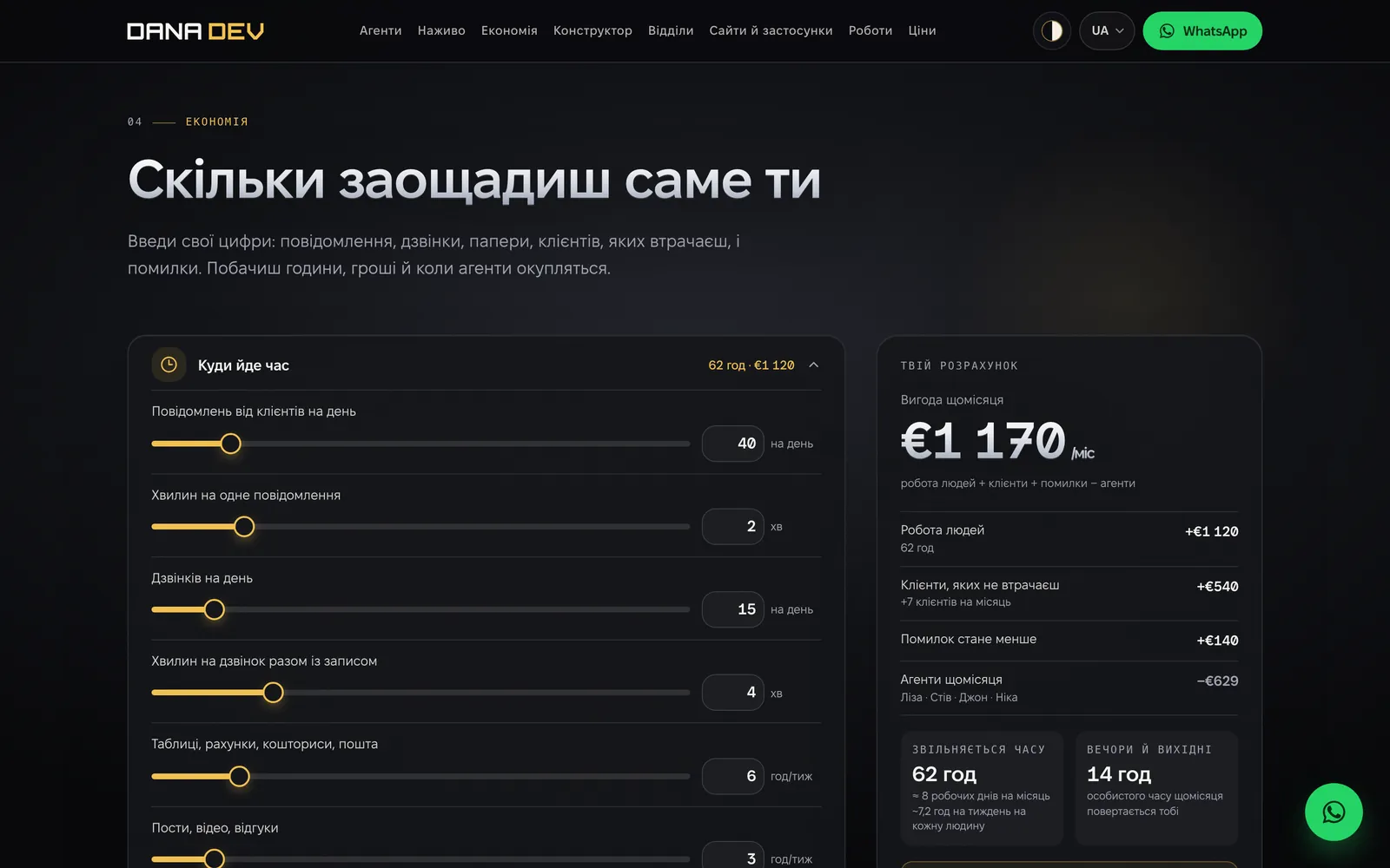 Dana Dev: Savings calculator