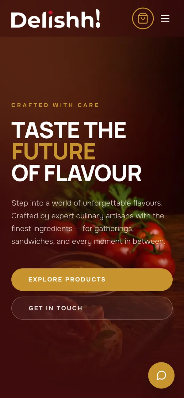 Delishh: website on a phone