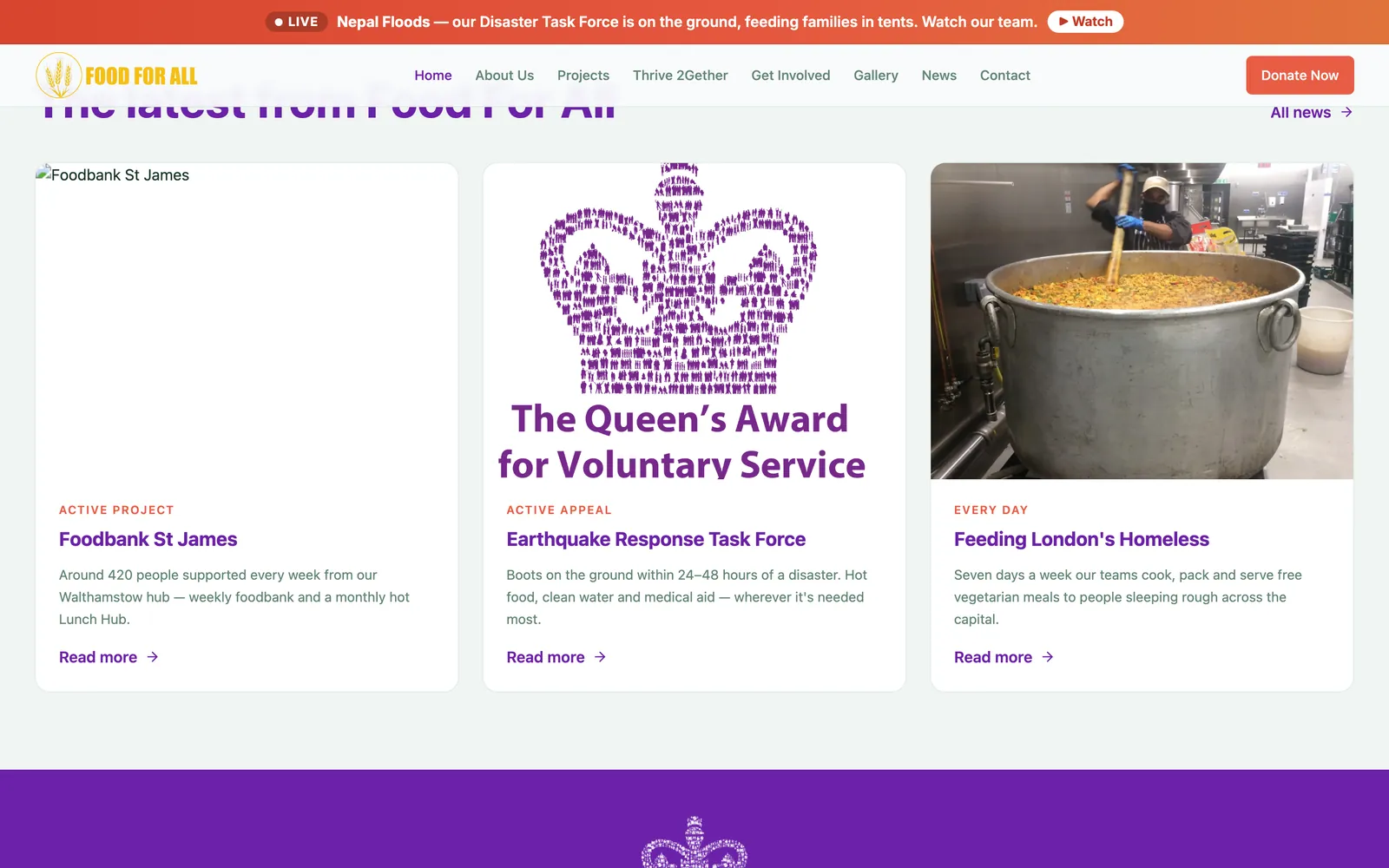 Food For All: Projects as live news