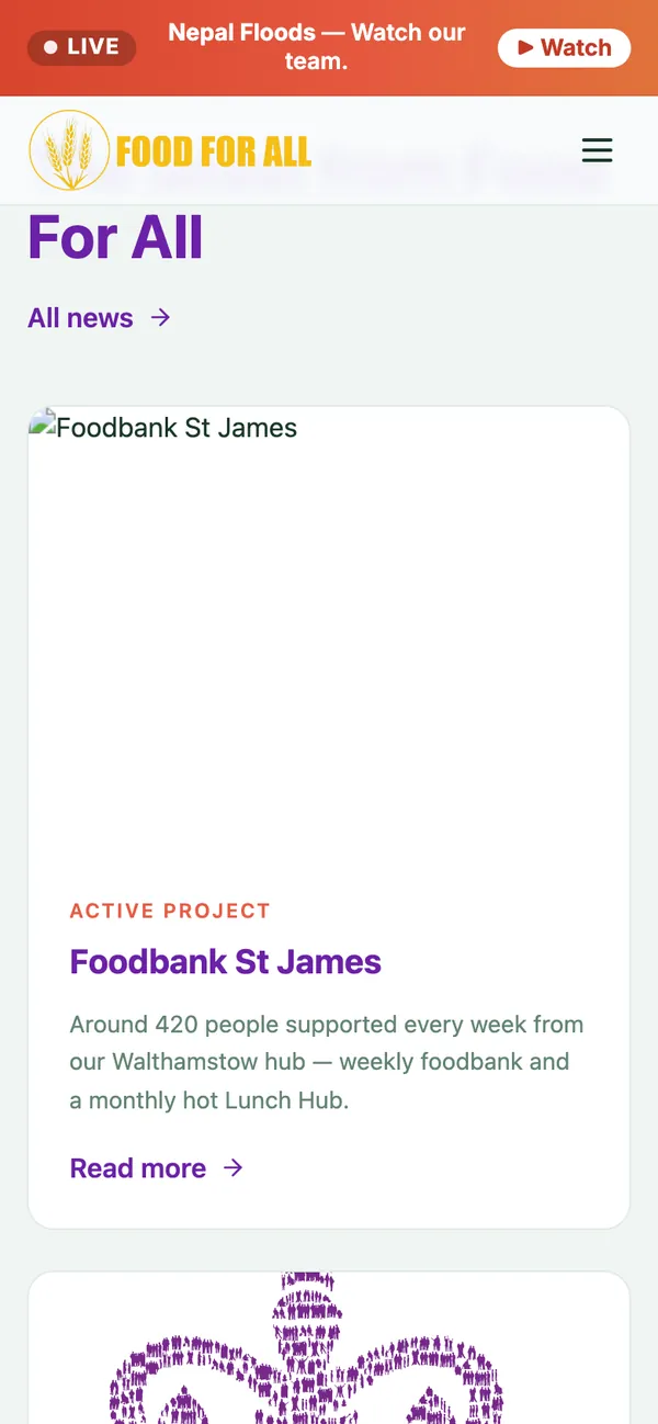 Food For All: Projects as live news (phone)