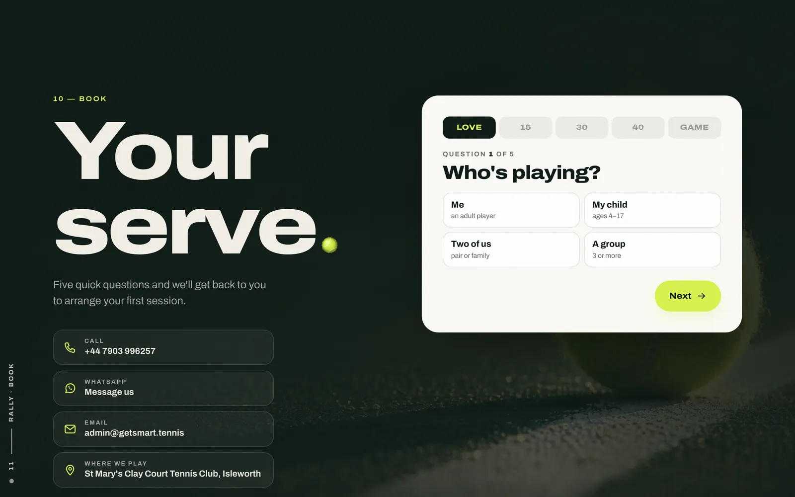 Get Smart Tennis: Booking in five questions