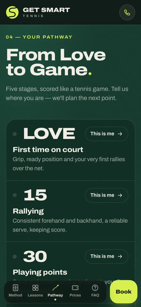 Get Smart Tennis: Levels scored like a game (phone)