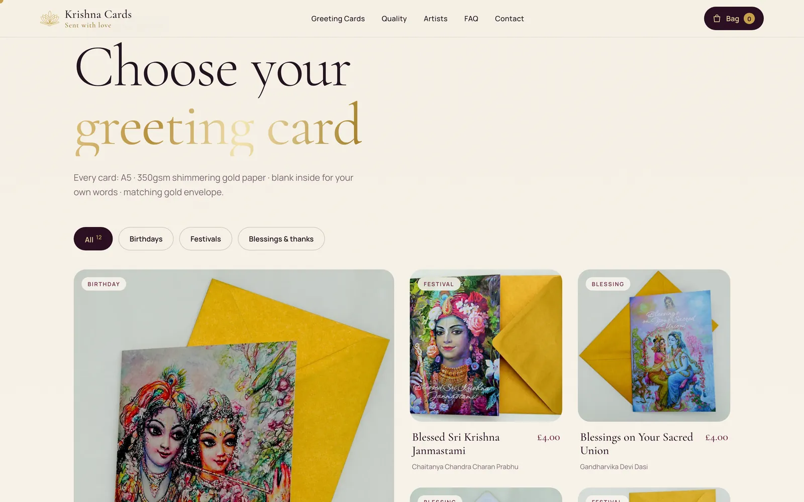Krishna Cards: Pick a card by occasion