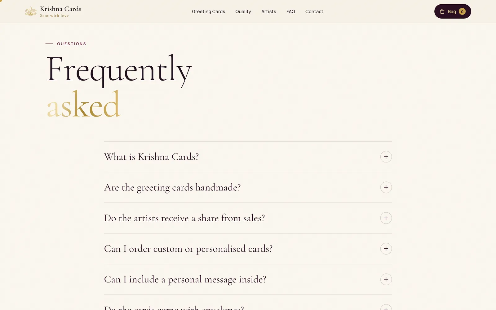 Krishna Cards: Questions before checkout