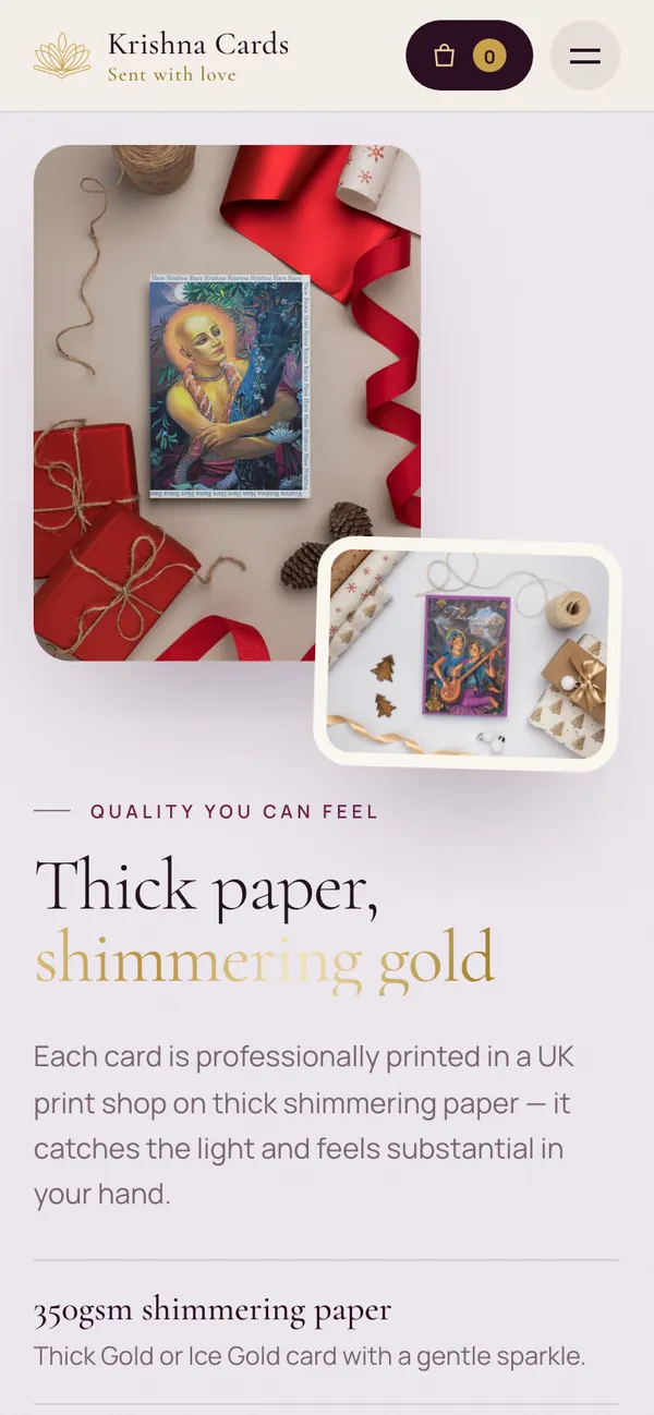 Krishna Cards: Paper you can almost feel (phone)