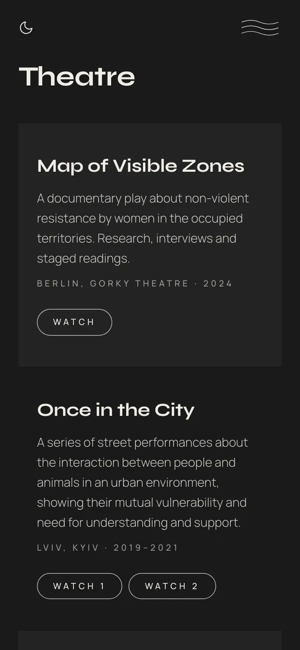 Kristina Liulchenko: Theatre on a dark band (phone)