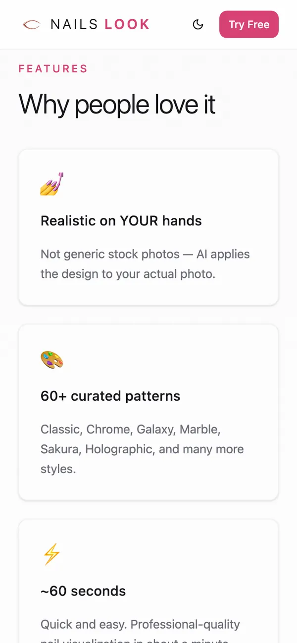 Nails Look: Six reasons in six cards (phone)