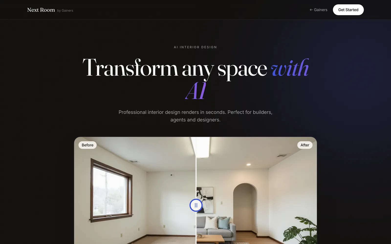 Next Room: Proof first: before / after