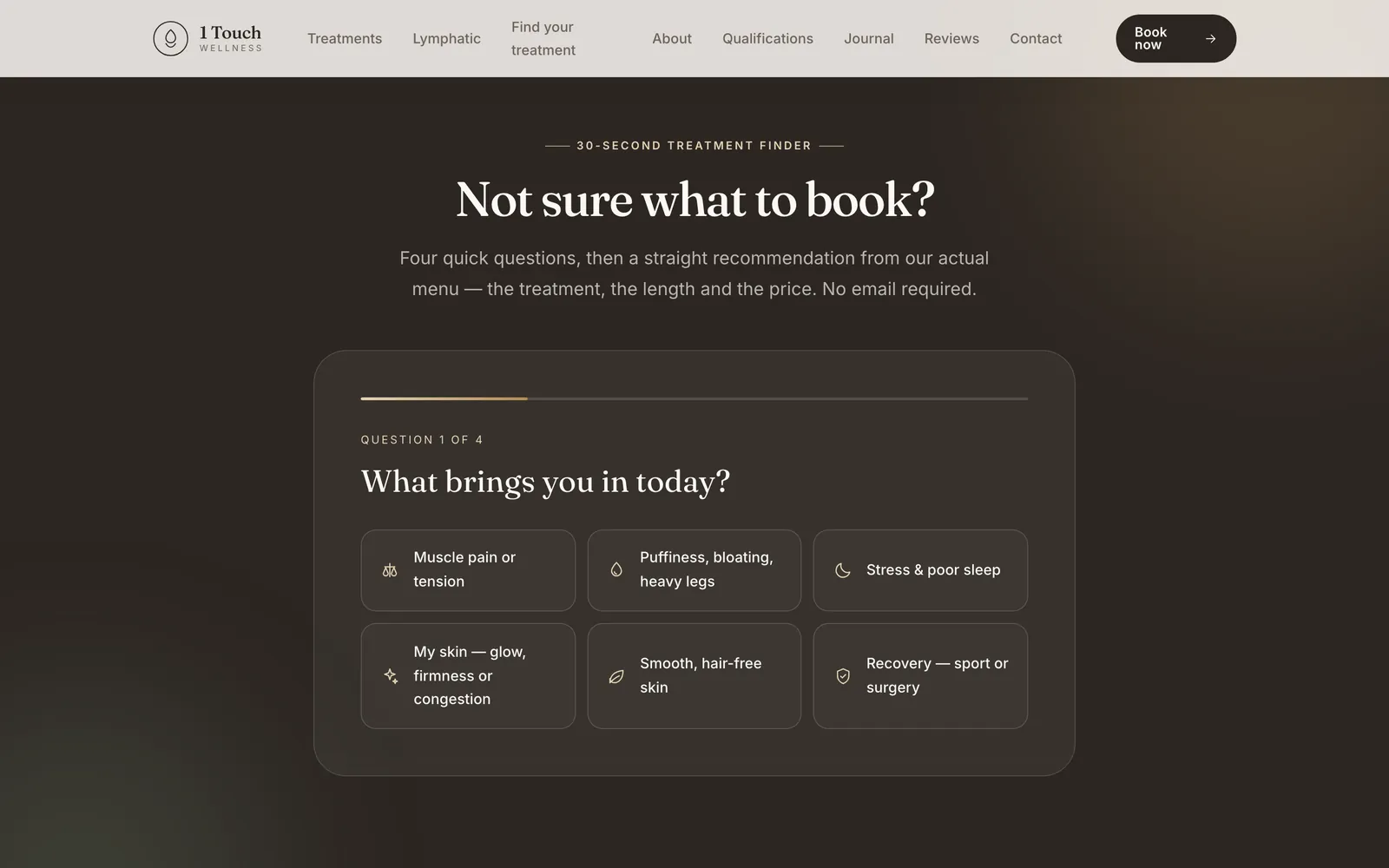 One Touch Wellness: A 30-second treatment finder