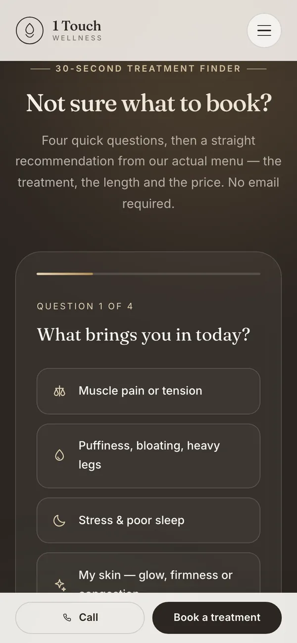 One Touch Wellness: A 30-second treatment finder (phone)
