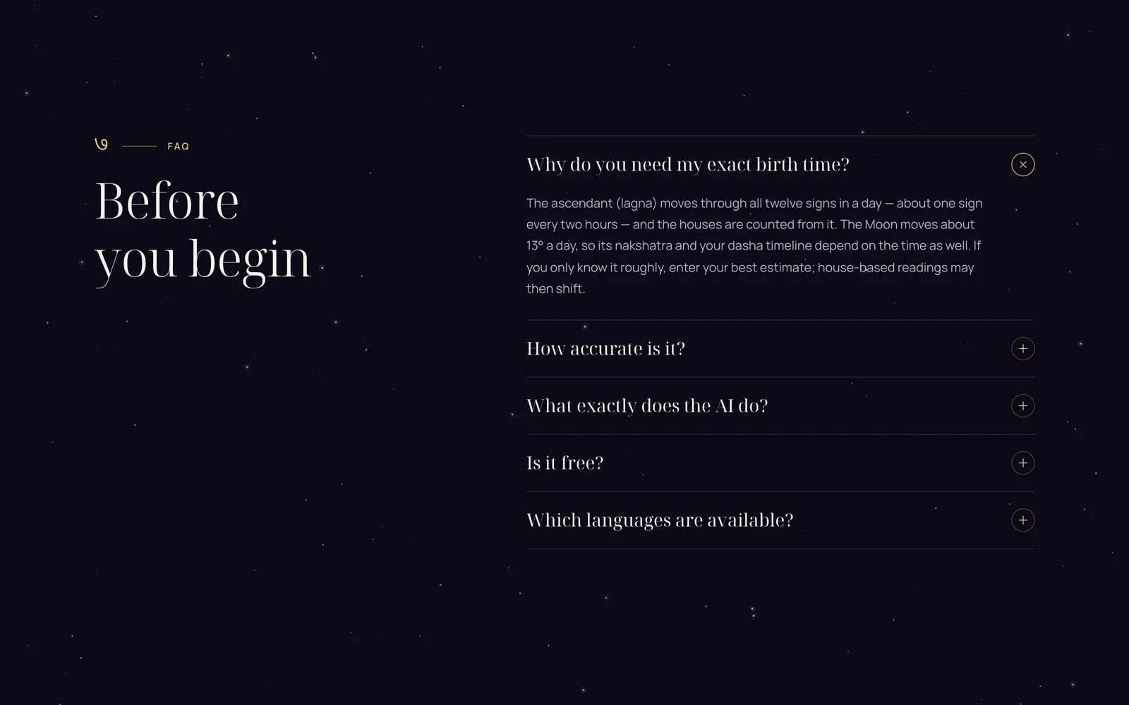 Vedascope: Questions before sign-up